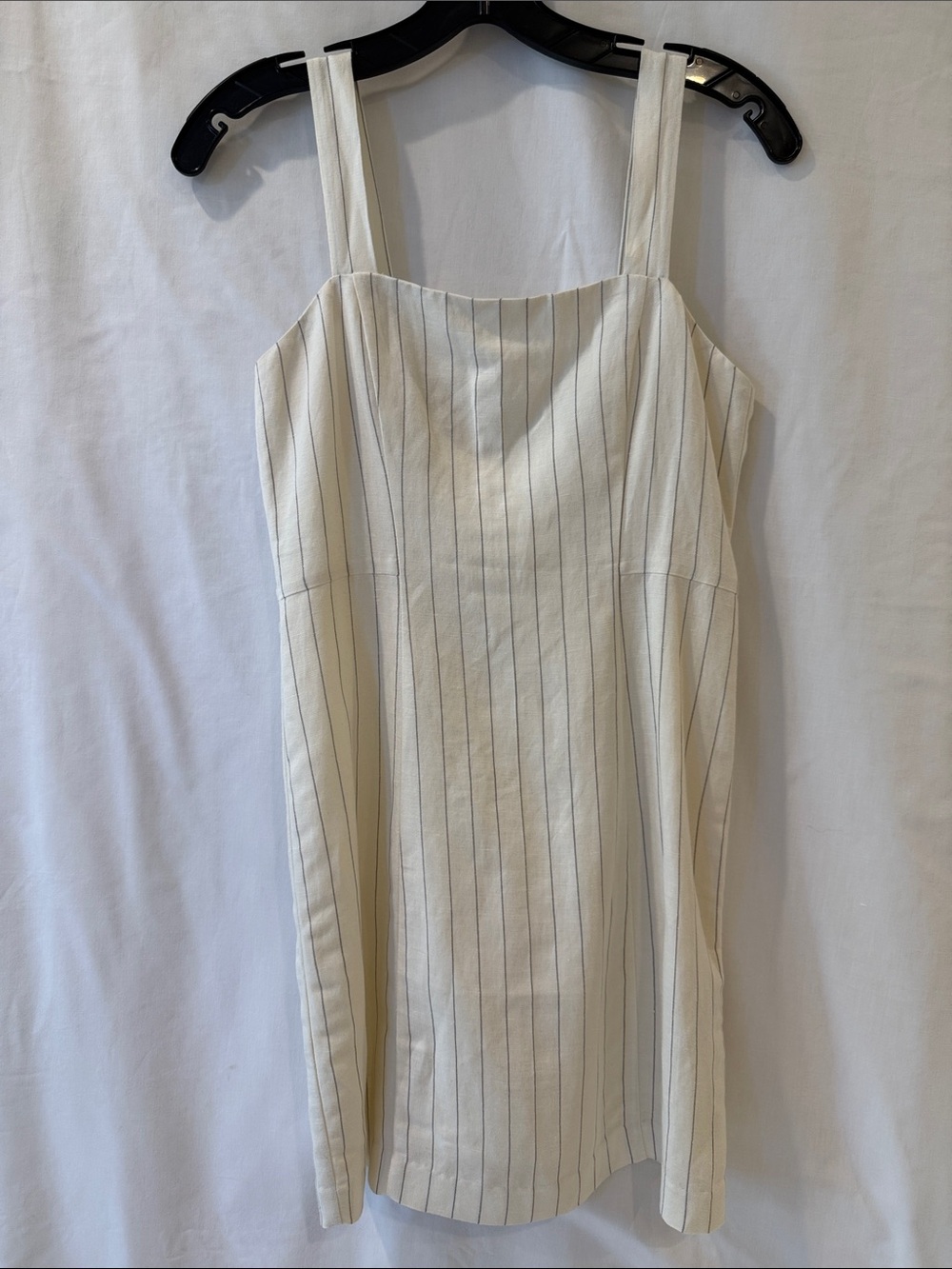 Club Monaco Striped Square Neck Linen Blend Minidress